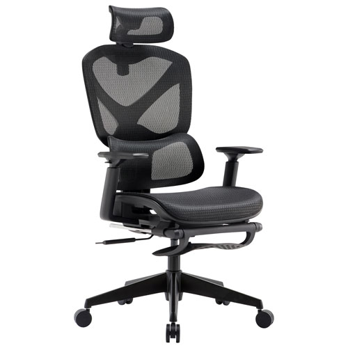 TygerClaw High Back Mesh Office Chair with Adjustable Headrest - Black