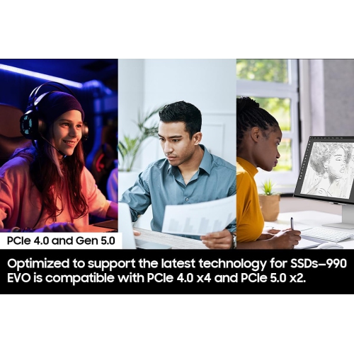 Samsung 990 M.2 2280 1TB PCI-E Gen 5 x2, NVMe 2.0 Internal Solid State Drive w/ Micro Connectors 5mm Low-Profile Heat Sink Kit & Mounting Screws