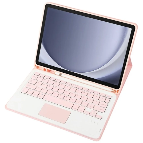 Samsung Galaxy Tab A9+ X210/X215/X216 Leather Case | Wireless Keyboard with Touchpad & Pen Slot - Pink