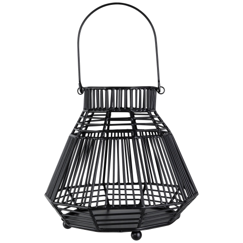 Medium Iron Geometric Hurricane Candle Lantern - 8.25" - Black