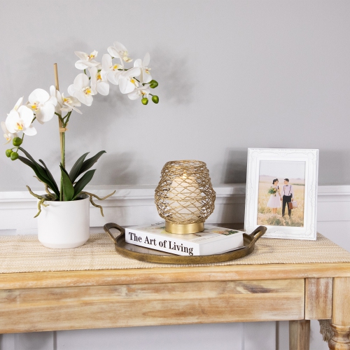 Small Woven Iron Votive Candle Holder - 6.25" - Brass Finish