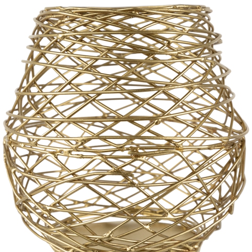 Small Woven Iron Votive Candle Holder - 6.25" - Brass Finish