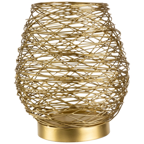 NORTHLIGHT  Medium Woven Iron Votive Candle Holder - 8.5" - Brass Finish