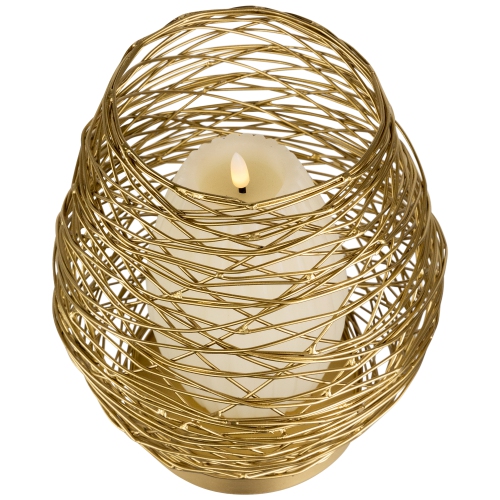 Medium Woven Iron Votive Candle Holder - 8.5" - Brass Finish