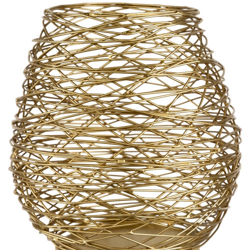 Medium Woven Iron Votive Candle Holder - 8.5" - Brass Finish