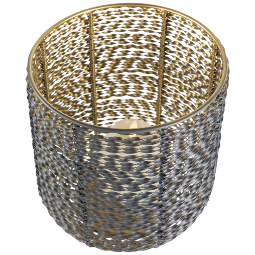 Twisted Iron Pillar Candle Holders - 10.25" - Gray and Gold Finish - Set of 2