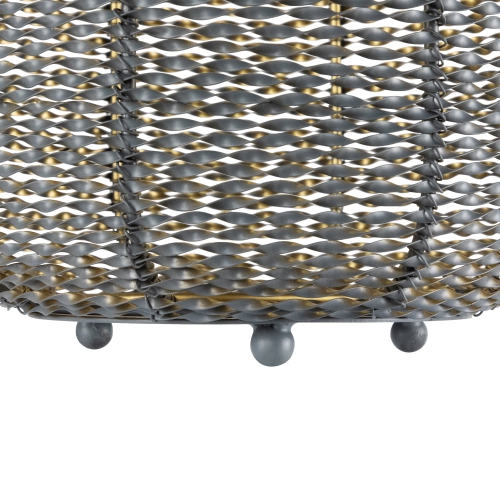 Twisted Iron Pillar Candle Holders - 10.25" - Gray and Gold Finish - Set of 2