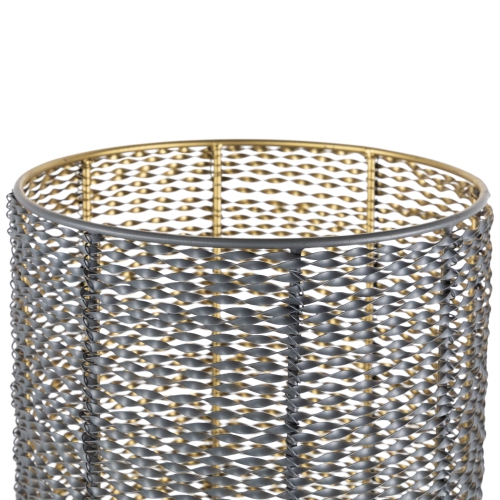 Twisted Iron Pillar Candle Holders - 10.25" - Gray and Gold Finish - Set of 2