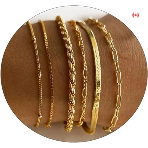 Bracelets en or pour femmes | délicate croix plaquée or 14k carats, perles, chaîne à maille vénitienne et bracelets à chevrons