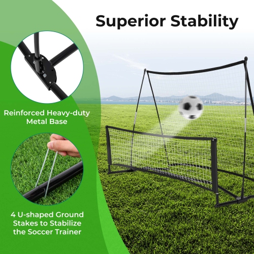 Costway 2-in-1 Portable Soccer Trainer with Carrying Bag to Enhance Soccer Passing Skill
