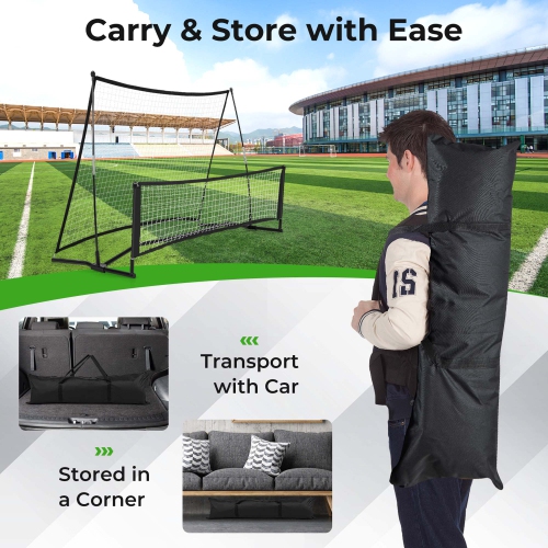 Costway 2-in-1 Portable Soccer Trainer with Carrying Bag to Enhance Soccer Passing Skill