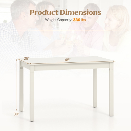 Gymax 48'' Wooden Dining Table for 4 People w/ Rubber Wood Legs Rectangular Table