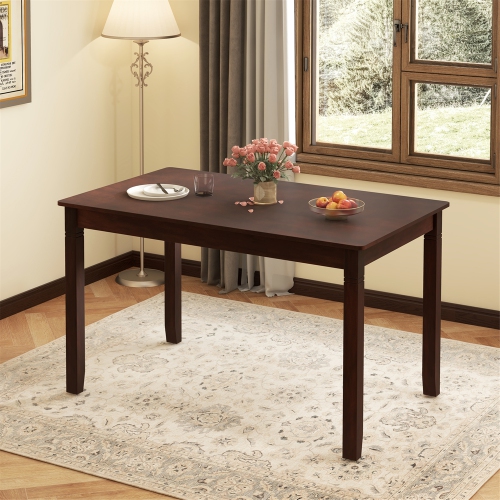 Gymax 48'' Wooden Dining Table for 4 People w/ Rubber Wood Legs Rectangular Table Cherry