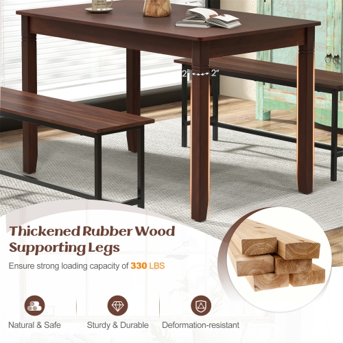 Gymax 48'' Wooden Dining Table for 4 People w/ Rubber Wood Legs Rectangular Table Cherry