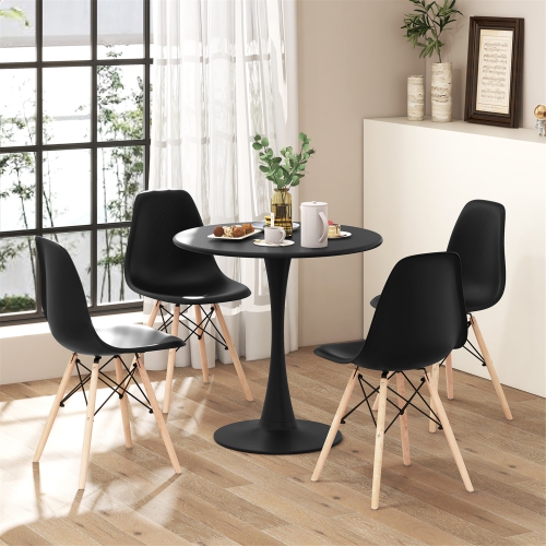 Gymax 5PCS Dining Set Modern Round Dining Table 4 Chairs for Small Space Kitchen