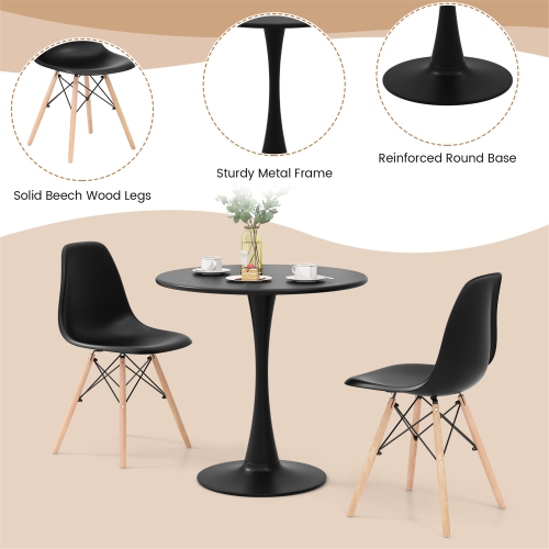 Gymax 5PCS Dining Set Modern Round Dining Table 4 Chairs for Small Space Kitchen