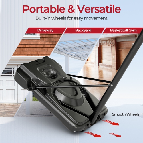 Goplus Portable Basketball Hoop 7.5-10FT Adjustable Basketball Goal System