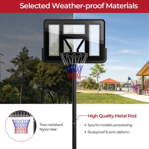 Goplus Portable Basketball Hoop 7.5-10FT Adjustable Basketball Goal System