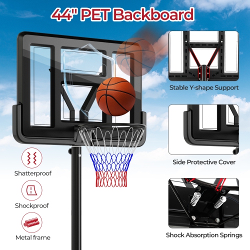 Goplus Portable Basketball Hoop 7.5-10FT Adjustable Basketball Goal System
