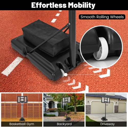 Goplus Portable Basketball Hoop 11-Level Height Adjustable Basketball Hoop & Goal