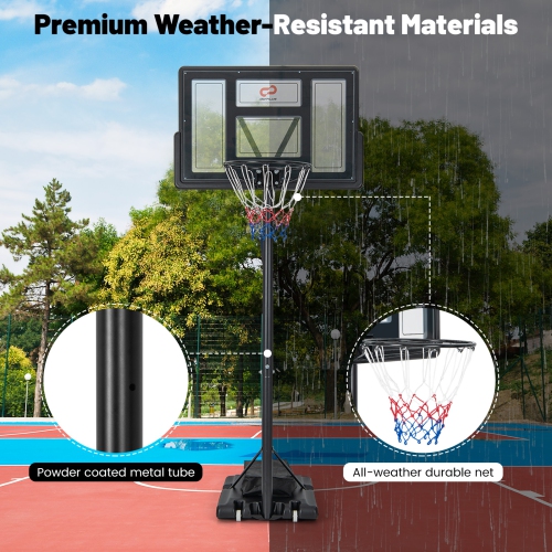 Goplus Portable Basketball Hoop 11-Level Height Adjustable Basketball Hoop & Goal