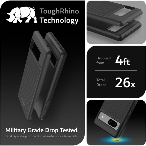 TUDIA MergeGrip Google Pixel 7a Case Military Grade - Matte Black