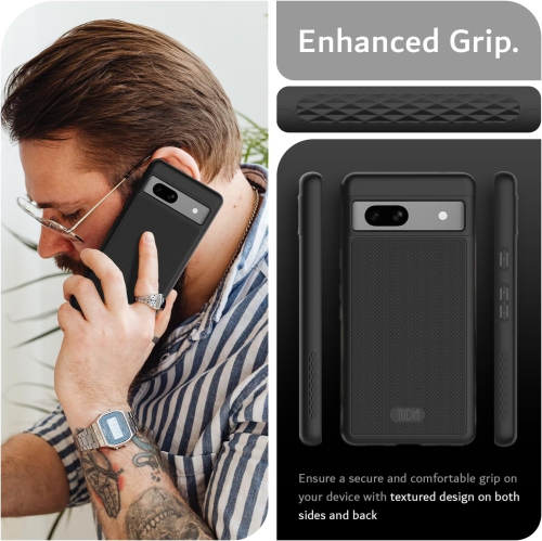 TUDIA MergeGrip Google Pixel 7a Case Military Grade - Matte Black
