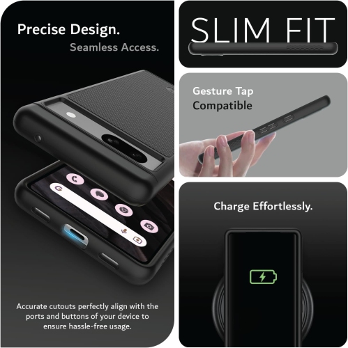 TUDIA MergeGrip Google Pixel 7a Case Military Grade - Matte Black