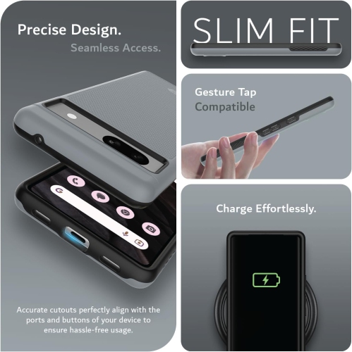 TUDIA MergeGrip Google Pixel 7a Case Military Grade - Gray