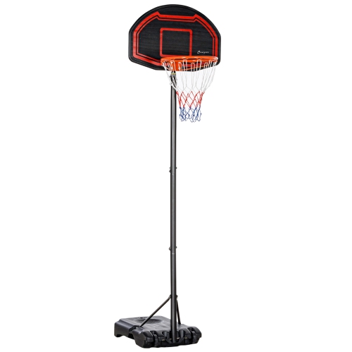 Panier de basketball portatif de HOMCOM, système de basketball à hauteur réglable de 7 8,5&nbsp;pi avec panneau incassable de 27,5 po, roues et base