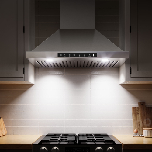 VIKIO 36 inch Ducted 980-CFM Recirculating Stainless steel Wall-Mounted Range Hood with Charcoal Filter