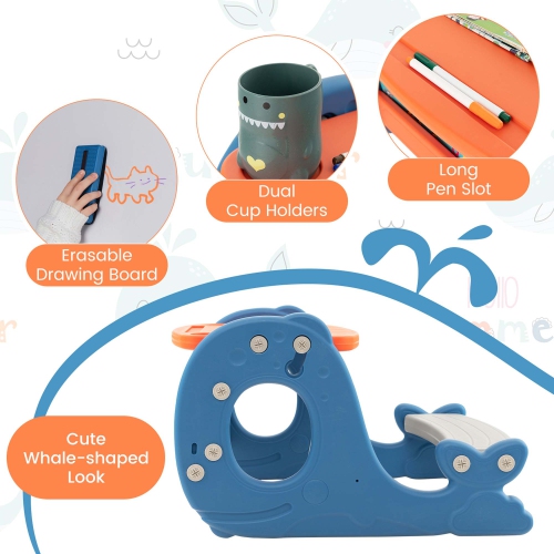 Costway Kids Drawing and Playing Desk Set with Tiltable Erasable Graffiti Whiteboard Eating