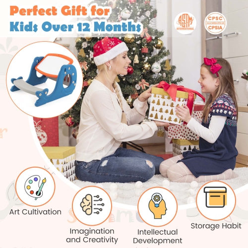 Costway Kids Drawing and Playing Desk Set with Tiltable Erasable Graffiti Whiteboard Eating