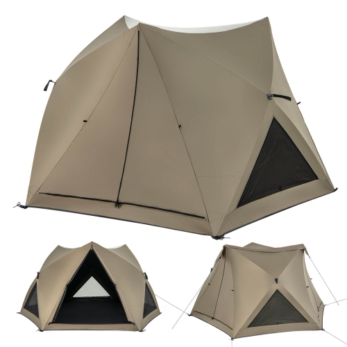 COSTWAY  Pop-Up Camping Tent for 4/5/6 People With Rainfly Skylight 3 Doors 3 Windows