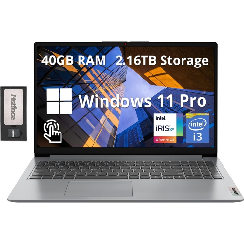 Lenovo Ideapad 1i 15.6" FHD Touchscreen Laptop, Intel i3-1215U, 2.16TB Storage(2TB SSD+160GB Docking Station Set),40GB RAM, Intel UHD Graphics, Numer