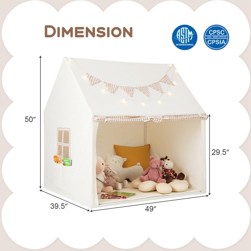 Tente de jeu de Honeyjoy Kids, grande maisonnette avec tapis rembourré, 2 lumières d'étoiles Windows respirantes