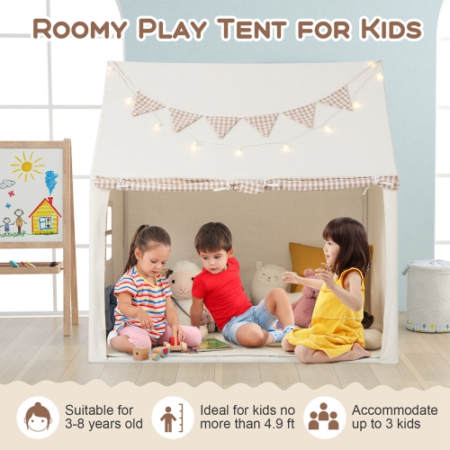 Tente de jeu de Honeyjoy Kids, grande maisonnette avec tapis rembourré, 2 lumières d'étoiles Windows respirantes