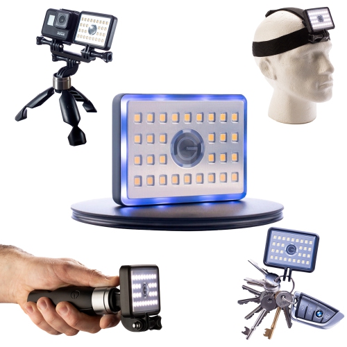 Glowstone Ultra-compact Powerful Flashlight Essentials Pk 8 Accessories- 900 lm, 75g, IP69K waterproof rubber hands-free Floodlight, Atex Zone 0,