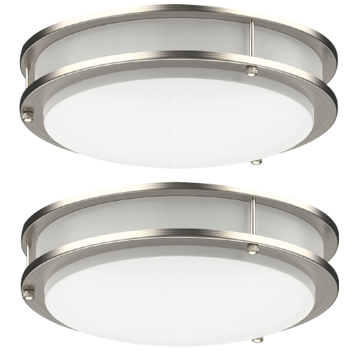 LED 12 Inch Flush Mount Ceiling Light, 15W 1200LM - Dimmable Ceiling Lamp, 3CCT Selectable, Brushed Nickel Light for Bedroom, Kitchen, Hallway (Pack