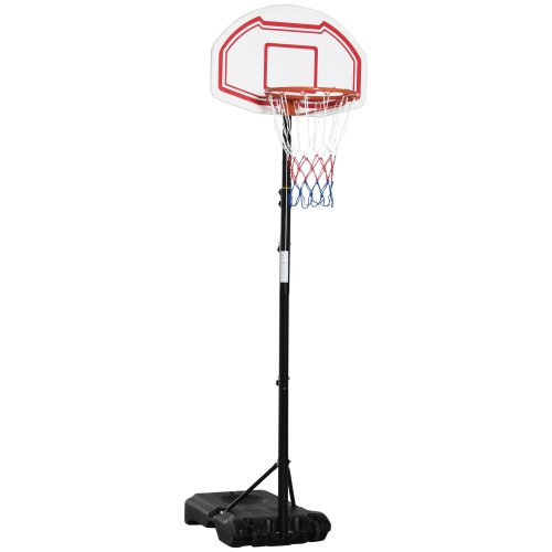 Panier de basketball portatif de HOMCOM, système de basketball à hauteur réglable de 7 8,5&nbsp;pi avec panneau incassable de 27,5 po, roues et base