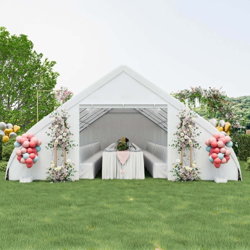 Costway 20'X40' Peach Shaped Party Tent Heavy-duty Wedding Canopy with Zipper Doors