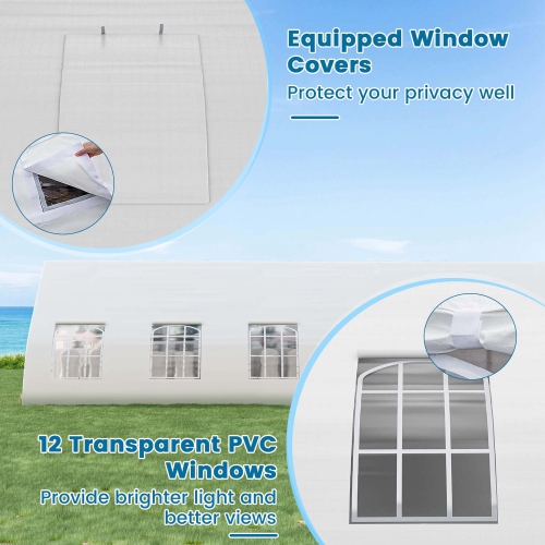 Costway 20'X40' Peach Shaped Party Tent Heavy-duty Wedding Canopy with Zipper Doors