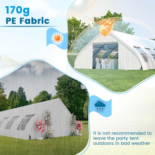 Costway 20'X40' Peach Shaped Party Tent Heavy-duty Wedding Canopy with Zipper Doors