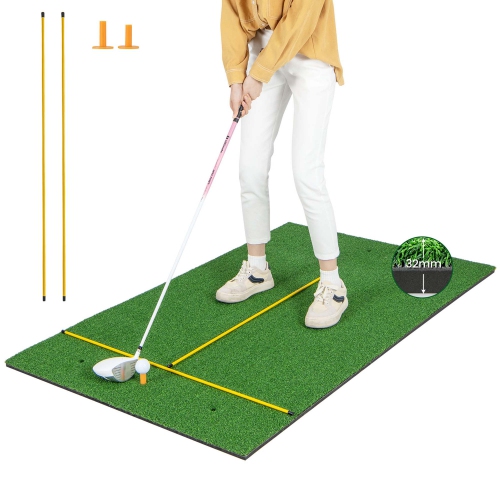 COSTWAY  5 X 3 Ft Golf Hitting Mat Artificial Indoor Outdoor Turf Golf Training Mat 32 Mm