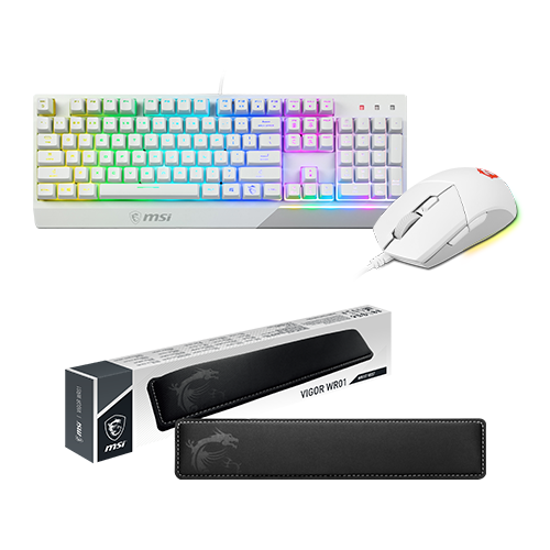 MSI Gaming peripherals Bundle VIGOR GK30 COMBO WHITE US + VIGOR WR01 Wrist Rest