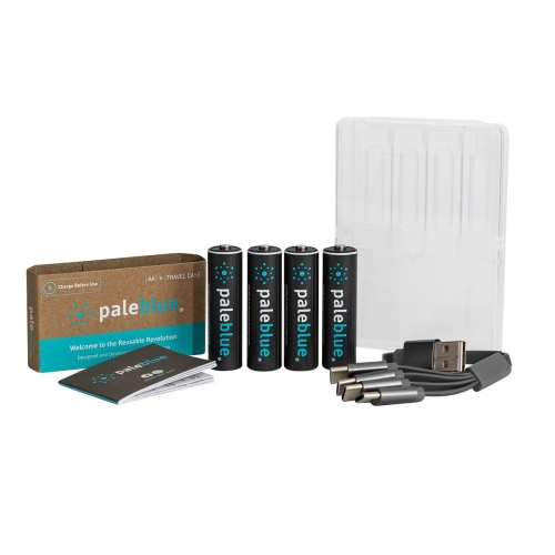 (4) piles intelligentes rechargeables USB AA avec câble de chargement 4-en-1