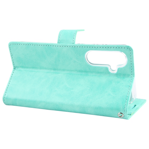 TopSave Goospery BLUEMOON Card Slot w/Magnetic Clip Leather Folio Wallet Flip For Samsung Galaxy A35 5G 6.6", Teal/Mint