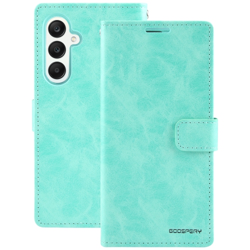 TopSave Goospery BLUEMOON Card Slot w/Magnetic Clip Leather Folio Wallet Flip For Samsung Galaxy A35 5G 6.6", Teal/Mint