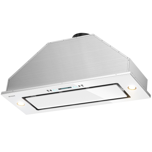IKTCH – Hotte de cuisinière convertible Power Pack de 36&nbsp;po avec lumières LED – Verre blanc