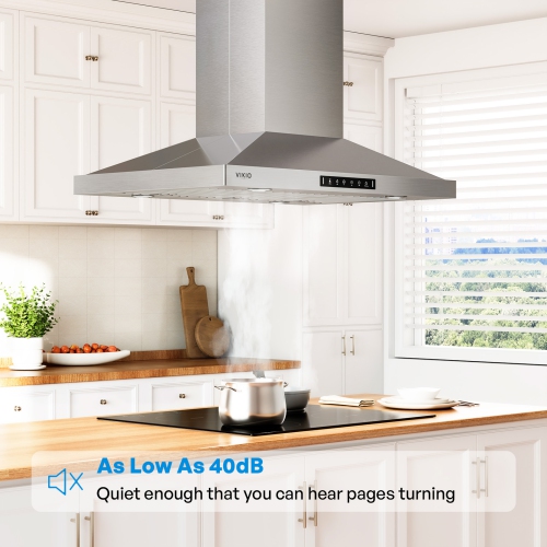 VIKIO 42 inch Convertible 380-CFM Stainless steel Island Range Hood with Charcoal Filter